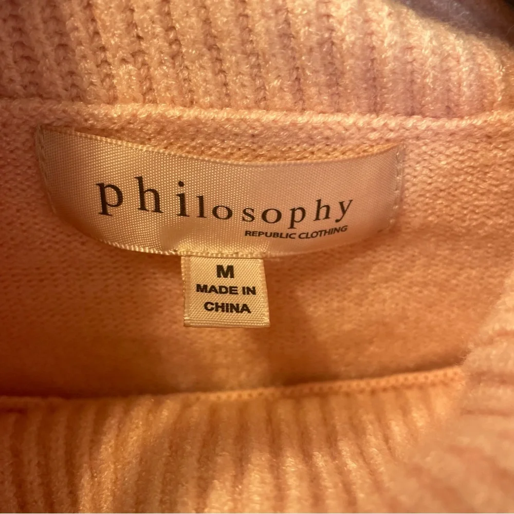 Philosophy Knit SOFT Turtleneck Pullover Sweater Pink Medium‎ Barbiecore Preppy